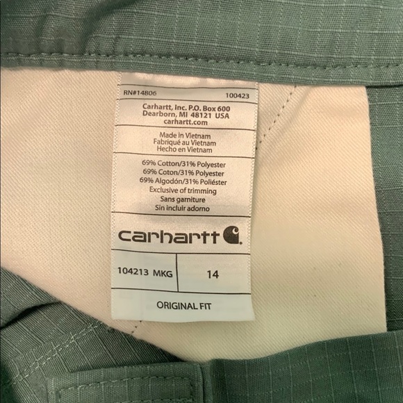Women's Green Carthart Shorts - Picture 2 of 3